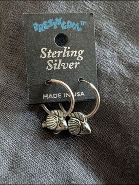 Sterling Silver Fish Hoop Earrings - Silver